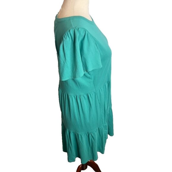 J.Crew Flutter Sleeve Knit Tiered Mini Dress Green Size XS CA442 - Picture 4 of 7